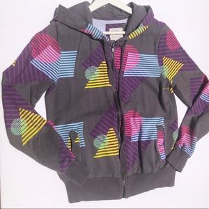 Retro multicolor hoodie zippered sweatshirt